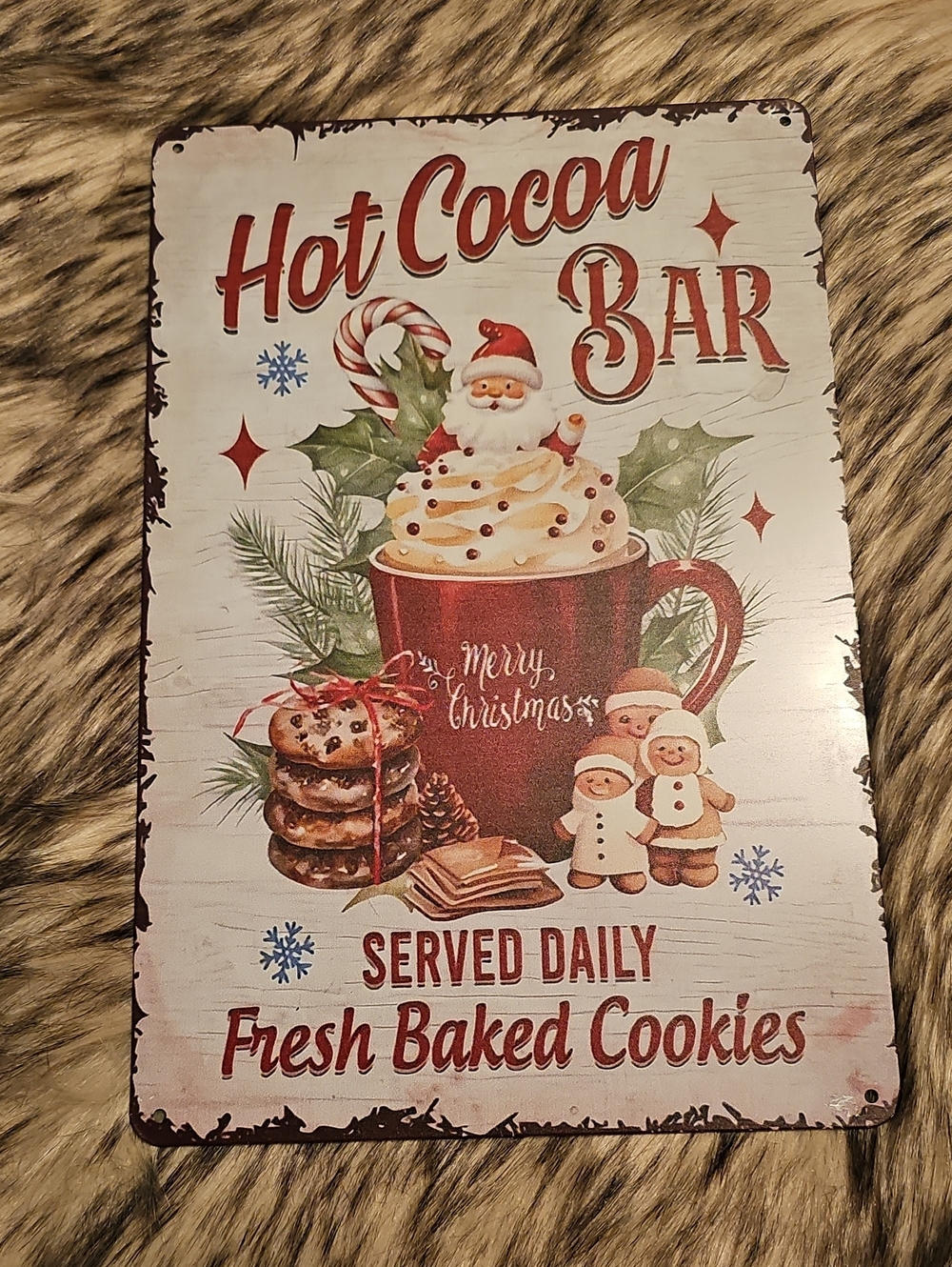 Merry Christmas Hot Cocoa Bar Sign in Red and Cream